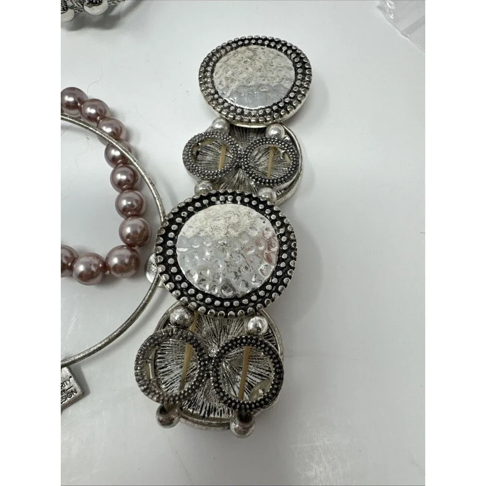 Lot Of 15 Jewelry Bracelets Watches - Fossil Cato silver sparkle flower Alex Ani